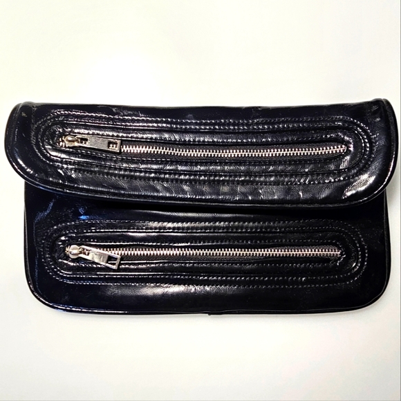 🇨🇦 Le Chateau Dark Blue Clutch Bag with Zippers - Picture 7 of 10